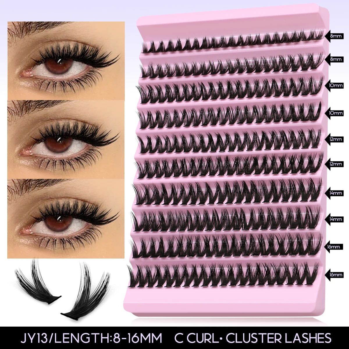 GROINNEYA DIY Lash Extension Kit – Individual Cluster Lashes with Glue & Remover (Natural Look)