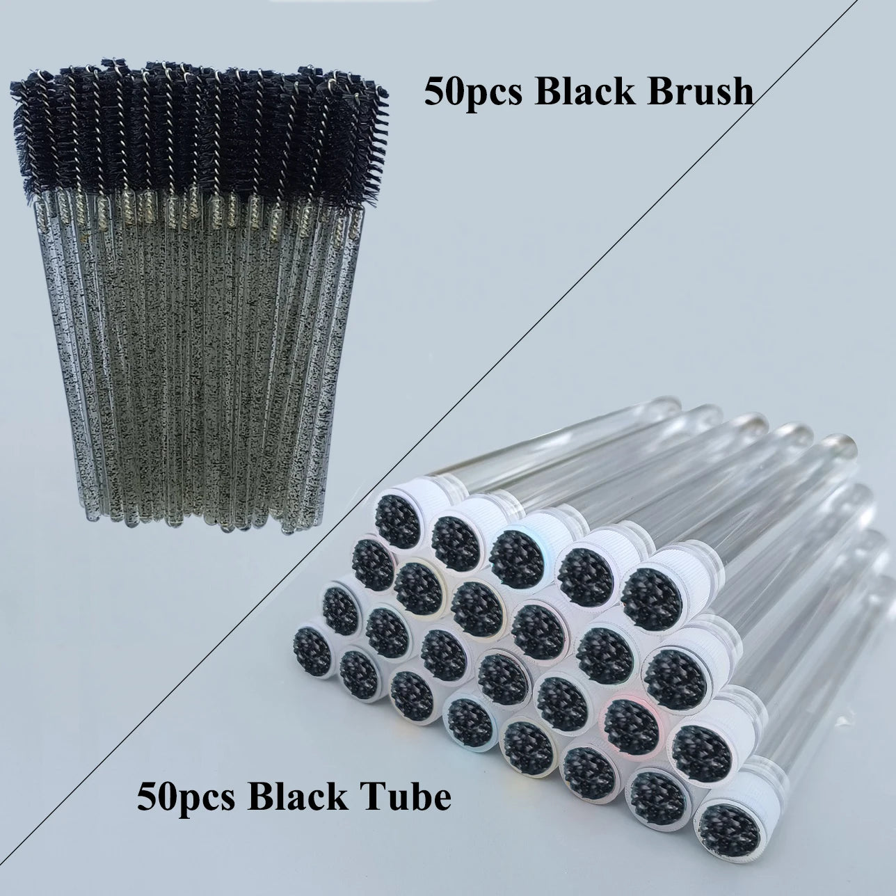LuxuryGlow 50Pcs Reusable Eyebrow & Eyelash Brush Tubes – Dustproof Sparkling Makeup Brush Holders
