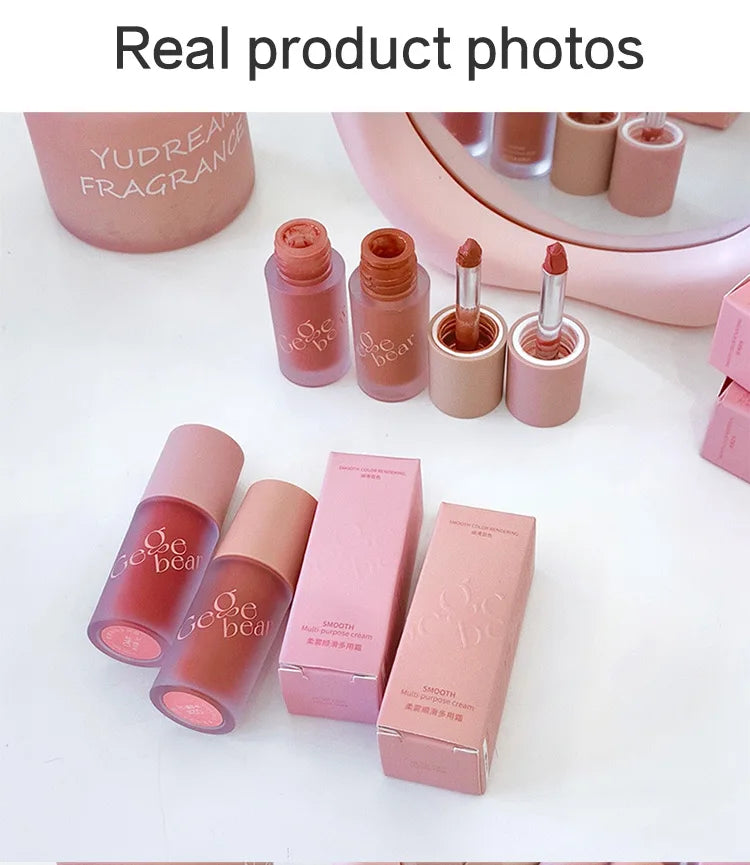 Crema de terciopelo 4 en 1 Gege Bear: lápiz labial, rubor, sombra de ojos y contorno