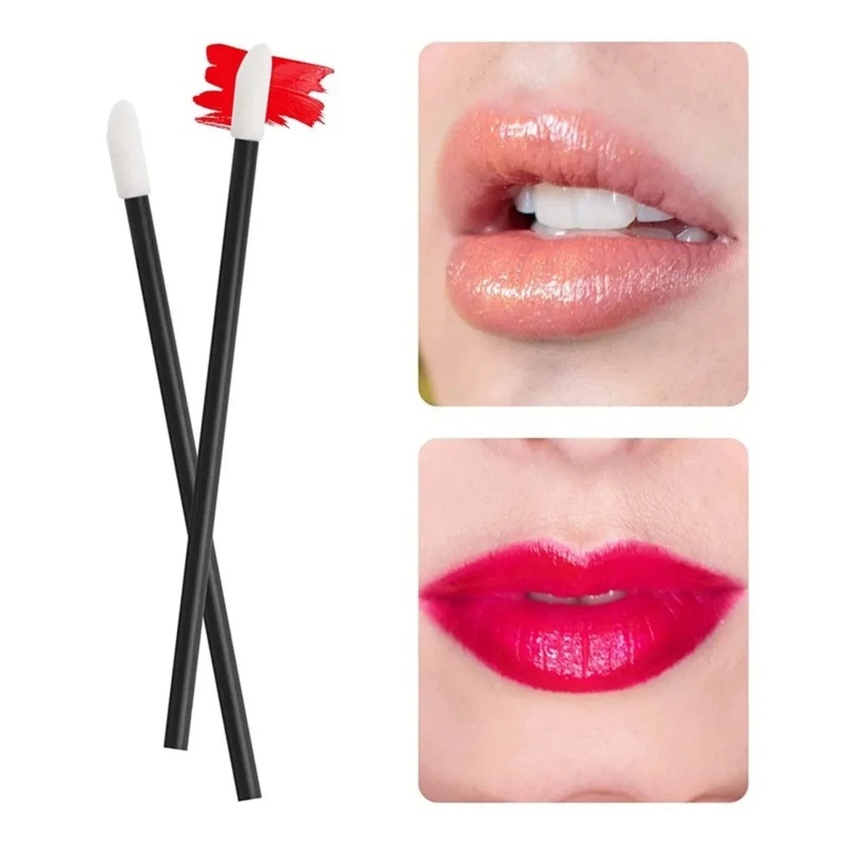 ZXZZS 50PCS Disposable Lip Gloss Applicator Wands | Soft Nylon Makeup Brushes