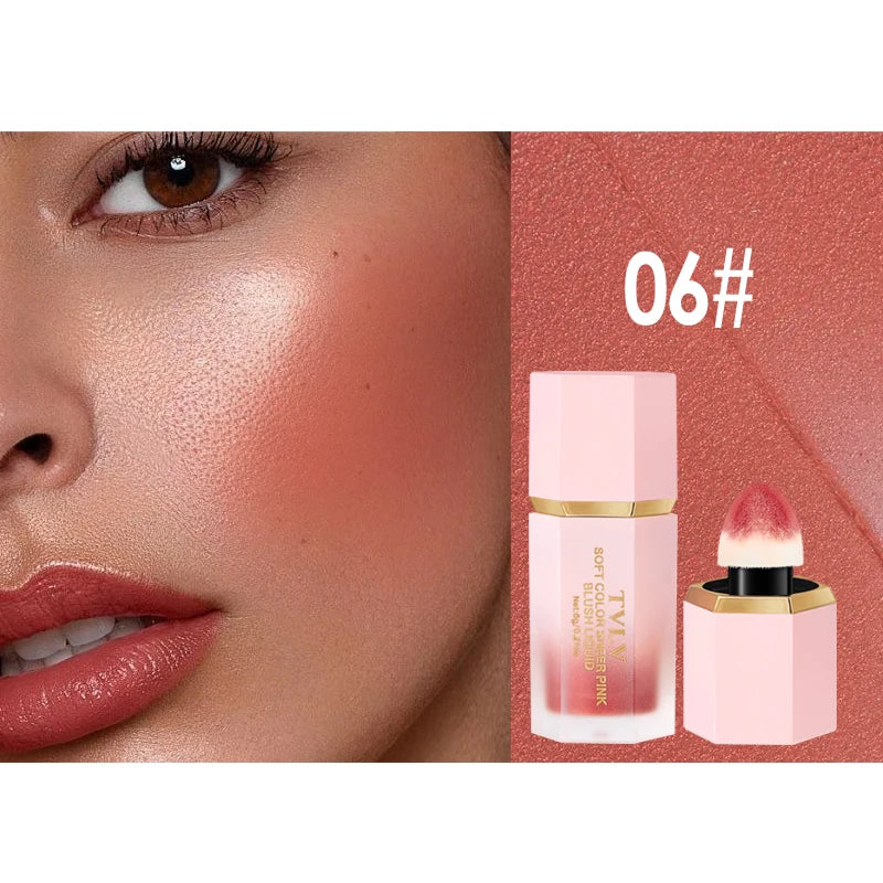 LuxuryGlow 4-Color Matte Liquid Blush | Long-Lasting Waterproof Blush with Sponge