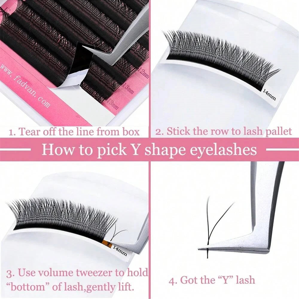 FADVAN YY Shape Premade Volume Eyelash Extensions – 2D Soft Faux Mink C/D Curl (6–15mm)
