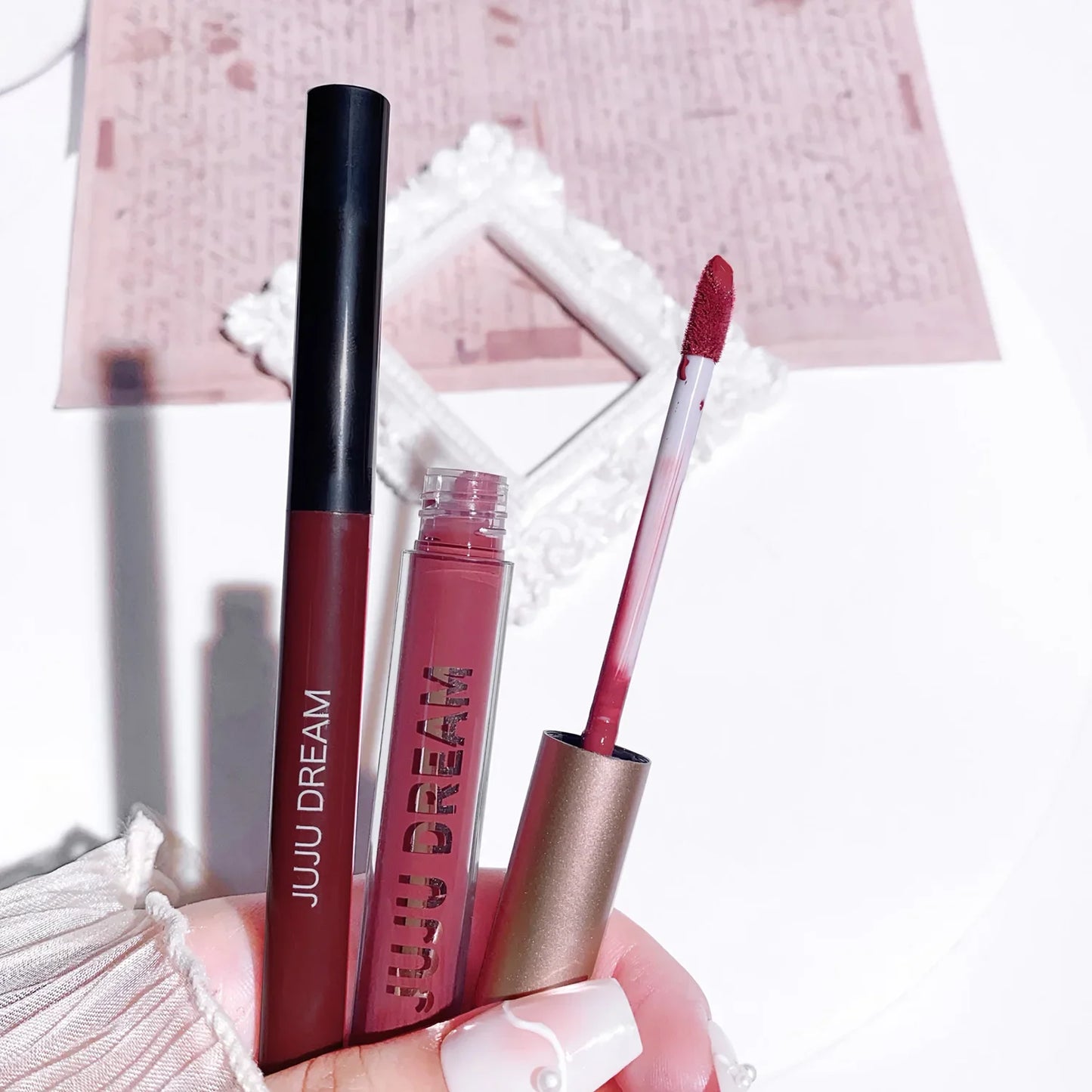 JUJU DREAM 6-Color Matte Lip Liner & Lipstick Pencil Set – 2-in-1 Waterproof, Long-Lasting, Smudge-Proof