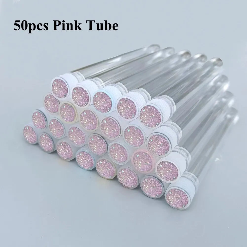 FOEONCO 50Pcs Reusable Diamond Eyebrow & Eyelash Brushes with Replaceable Heads