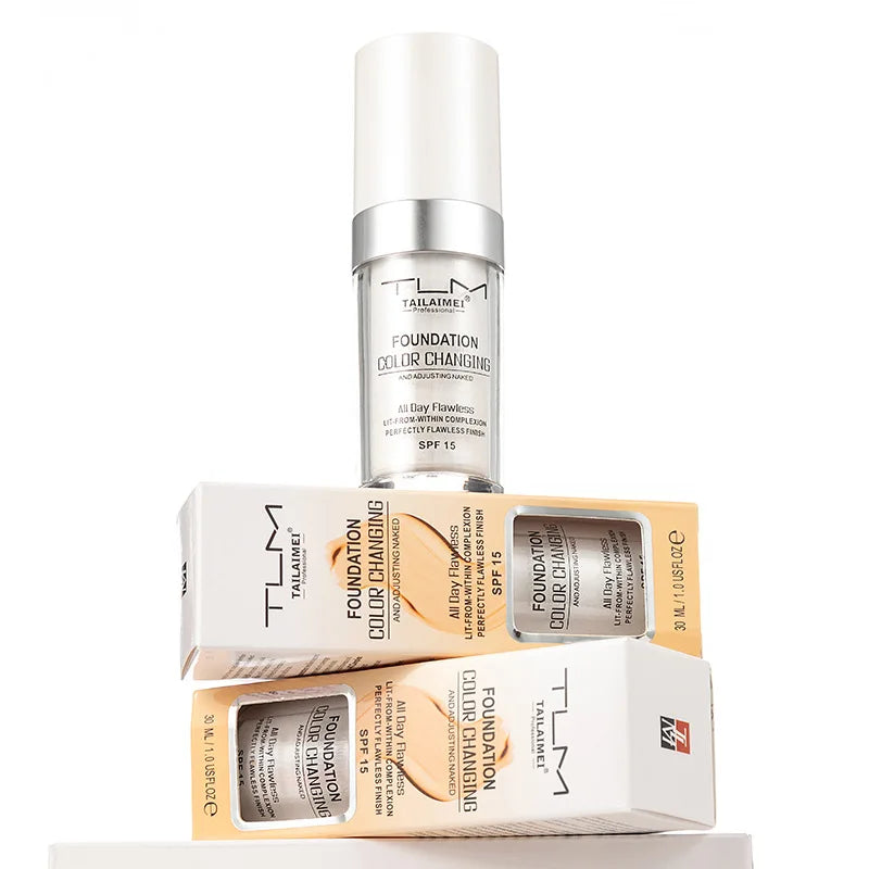 Base de maquillaje líquida LuxuryGlow Warm Change: resistente al agua, con control de grasa y protección FPS
