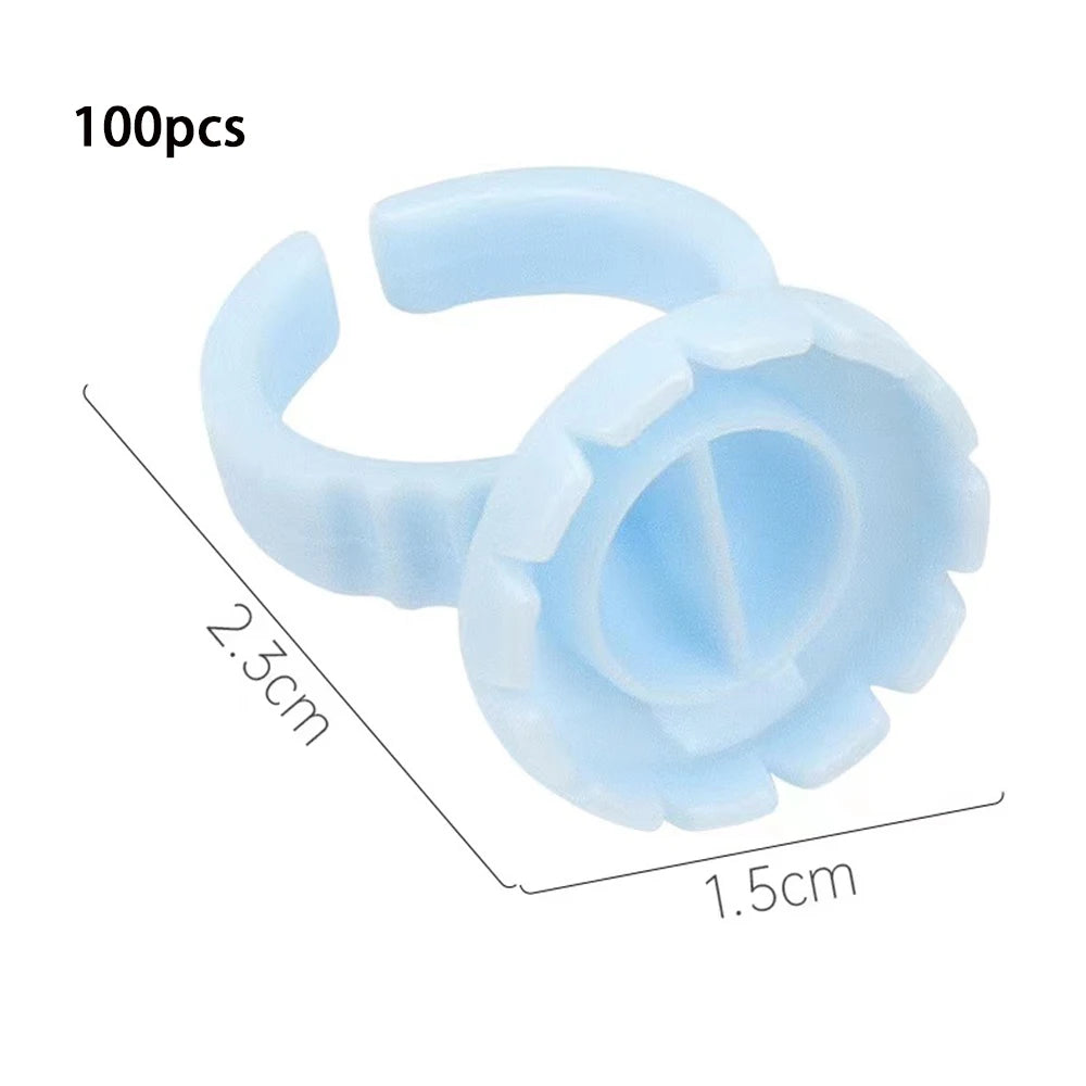 SMHZP 100Pcs Disposable Blooming Eyelash Glue Rings – Flower Cup Design for Lash Extension & Tattoo Pigment