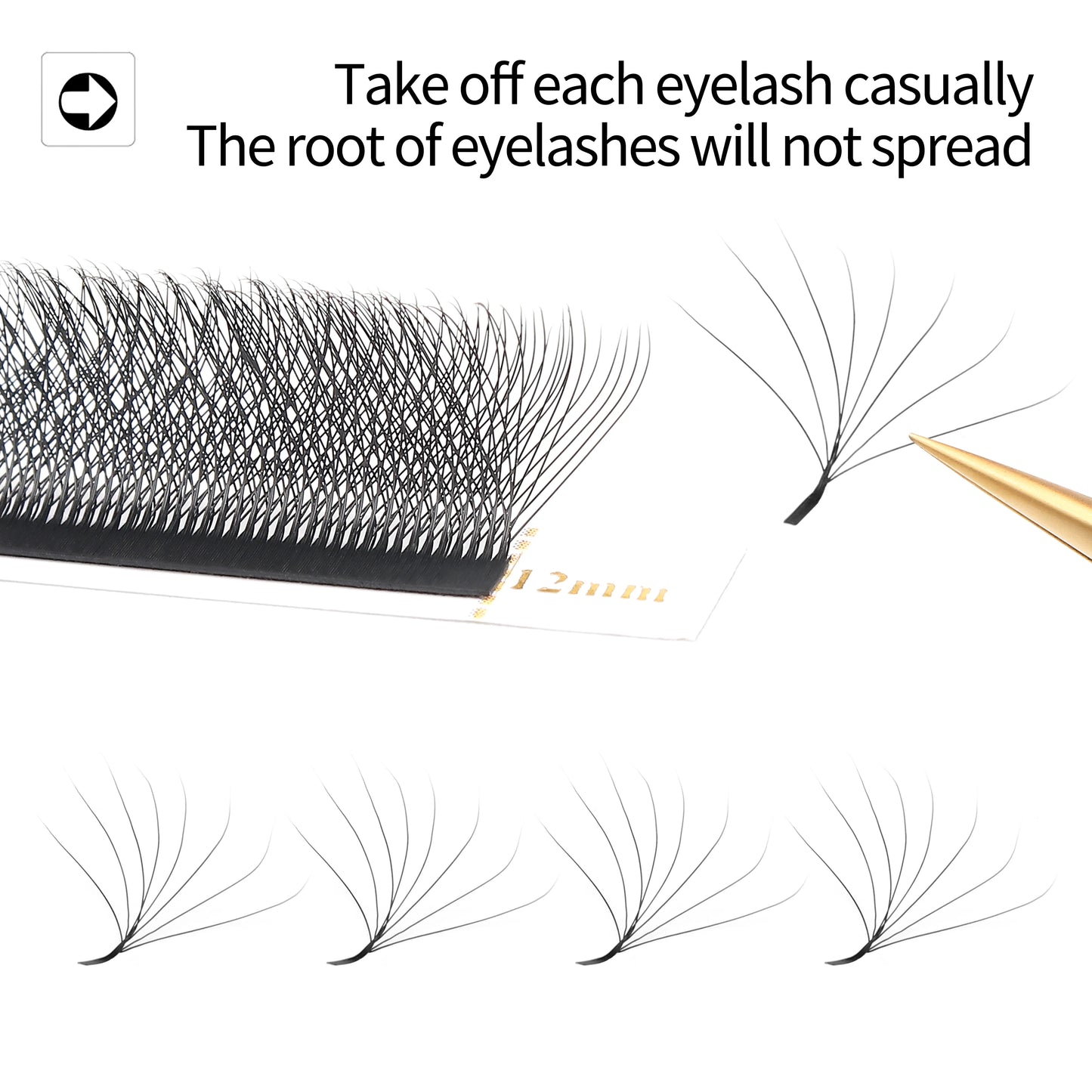 XIUSUZAKI W-Shaped Premade Fan Eyelash Extensions – 2D to 8D Automatic Blooming Lashes C150