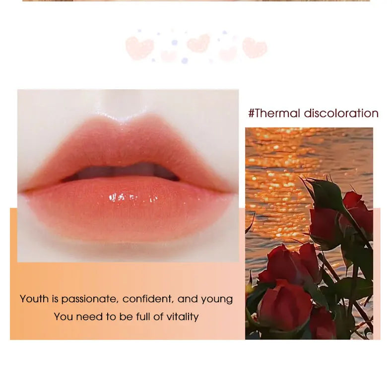 Lápiz labial en gel LuxuryGlow que cambia de color: duradero, hidratante y sensible a la temperatura.