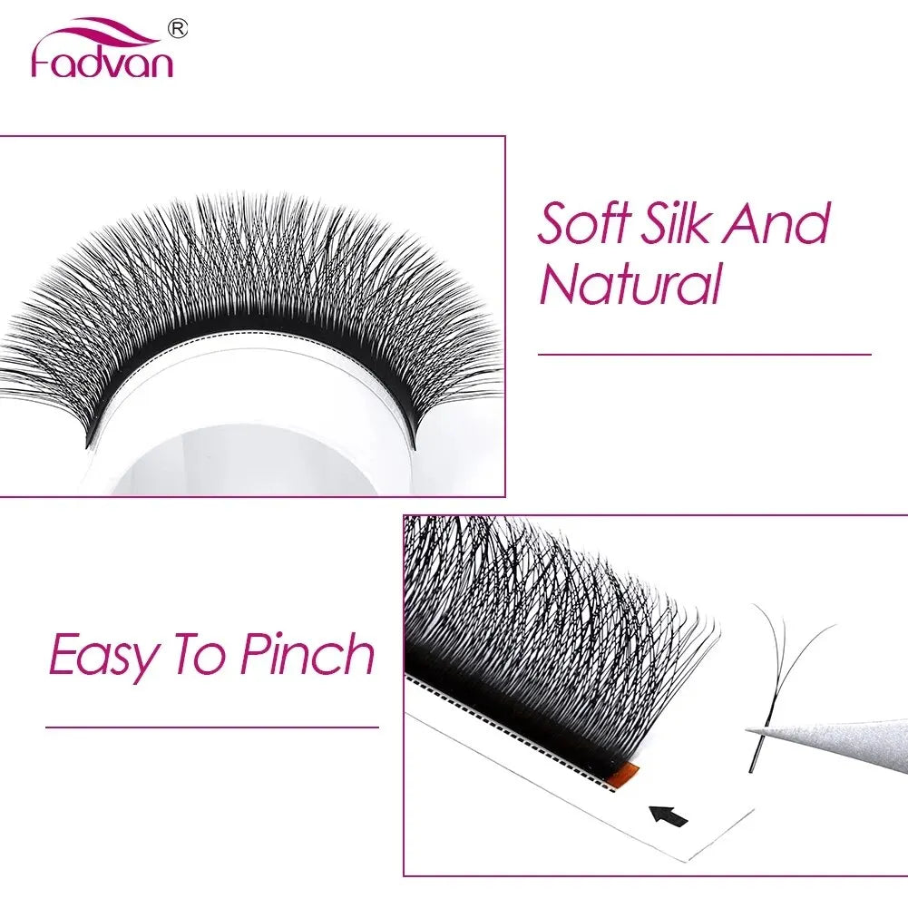 FADVAN 4D W-Shaped Eyelash Extensions – C/D Curl, Premade Volume Fans