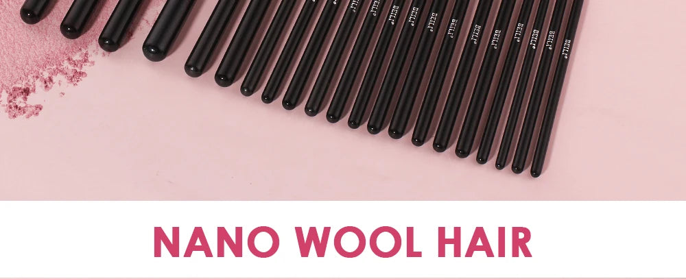 BEILI 30pcs Black Makeup Brush Set – Goat Hair & Synthetic Professional Kit C150