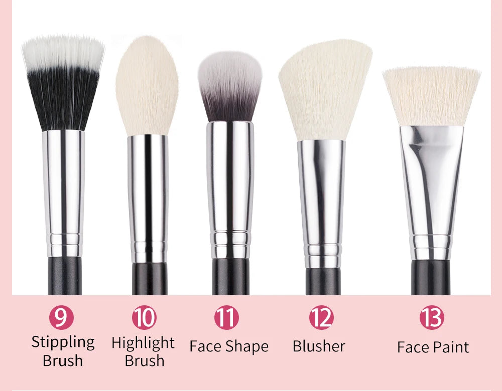 BEILI 30pcs Black Makeup Brush Set – Goat Hair & Synthetic Professional Kit C150