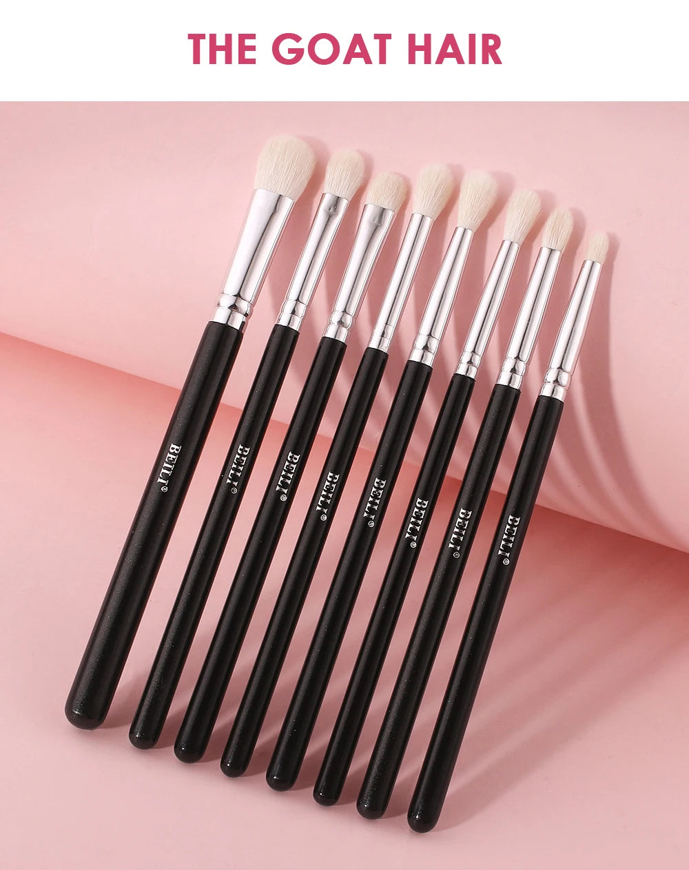 BEILI 30pcs Black Makeup Brush Set – Goat Hair & Synthetic Professional Kit C150