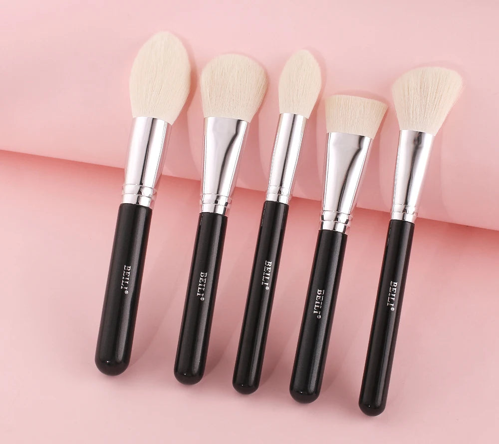 BEILI 30pcs Black Makeup Brush Set – Goat Hair & Synthetic Professional Kit C150