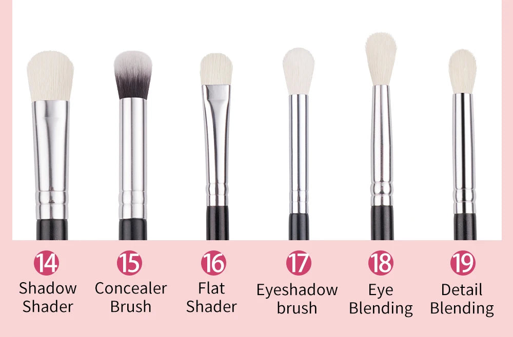 BEILI 30pcs Black Makeup Brush Set – Goat Hair & Synthetic Professional Kit C150