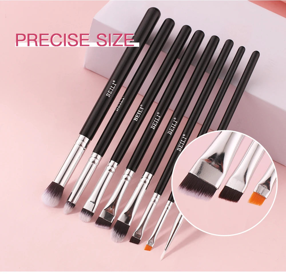 BEILI 30pcs Black Makeup Brush Set – Goat Hair & Synthetic Professional Kit C150