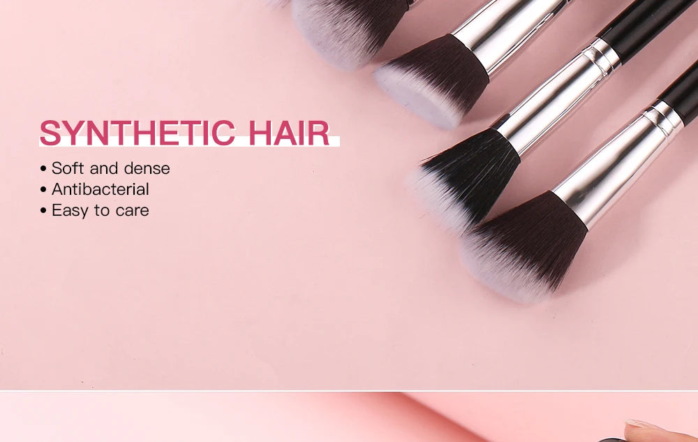 BEILI - Juego de 30 brochas de maquillaje negras de pelo de cabra y sintético, kit profesional C60