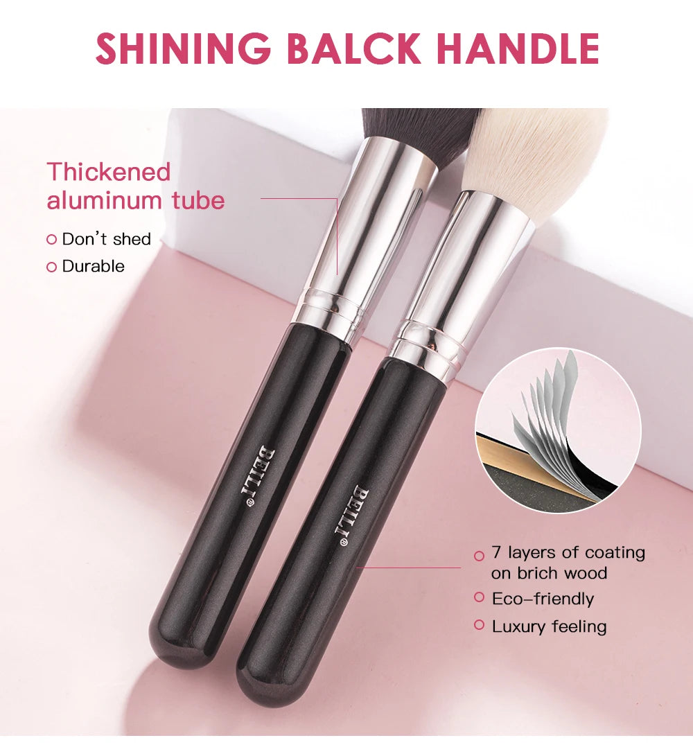 BEILI 30pcs Black Makeup Brush Set – Goat Hair & Synthetic Professional Kit C150