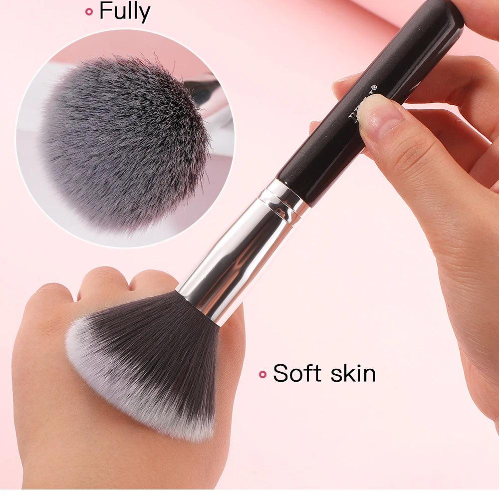 BEILI 30pcs Black Makeup Brush Set – Goat Hair & Synthetic Professional Kit C60
