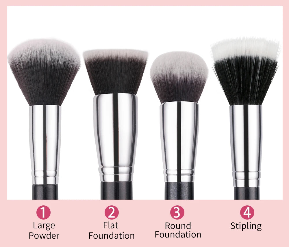 BEILI 30pcs Black Makeup Brush Set – Goat Hair & Synthetic Professional Kit C60