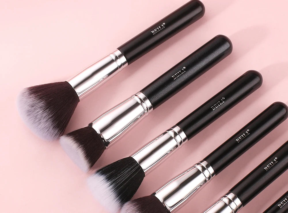 BEILI 30pcs Black Makeup Brush Set – Goat Hair & Synthetic Professional Kit C150