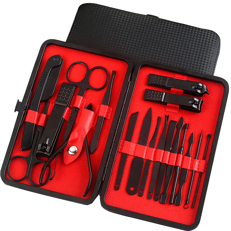 LuxuryGlow Professional Stainless Steel Manicure & Pedicure Set with Leather Case