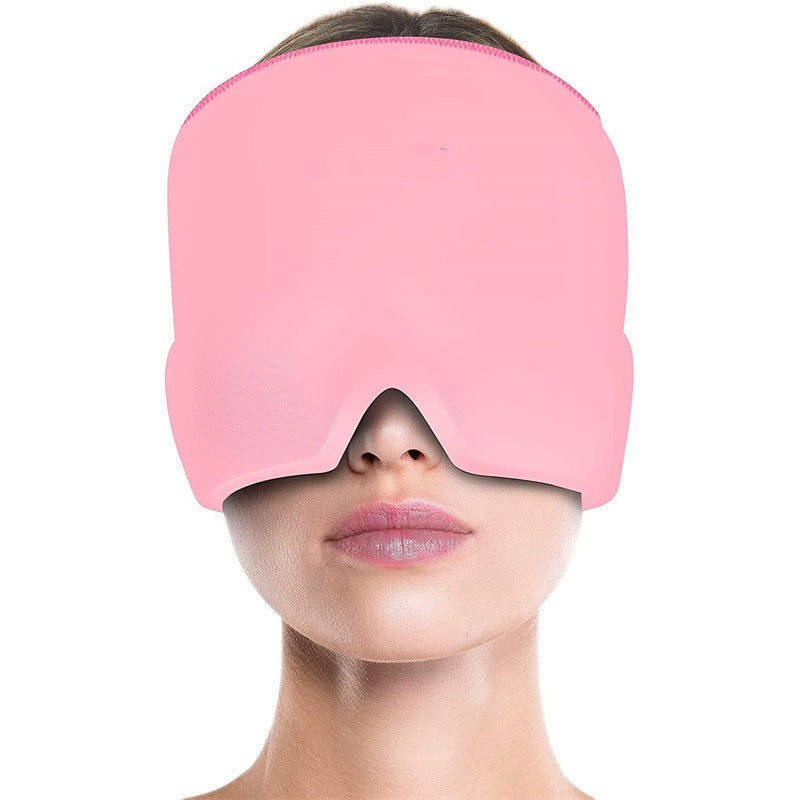 Gorro de terapia de frío LuxuryGlow 360° para aliviar la migraña con compresa de gel para cabeza y ojos