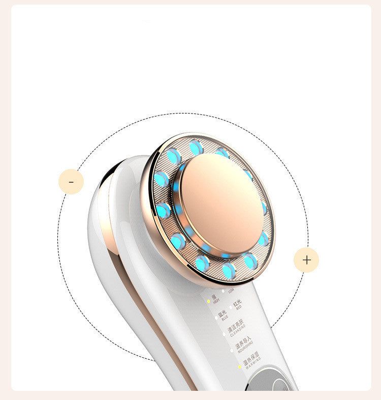 جهاز تدليك شد الوجه والبشرة 7 في 1 من LuxuryGlow مع تقنية LED وEMS