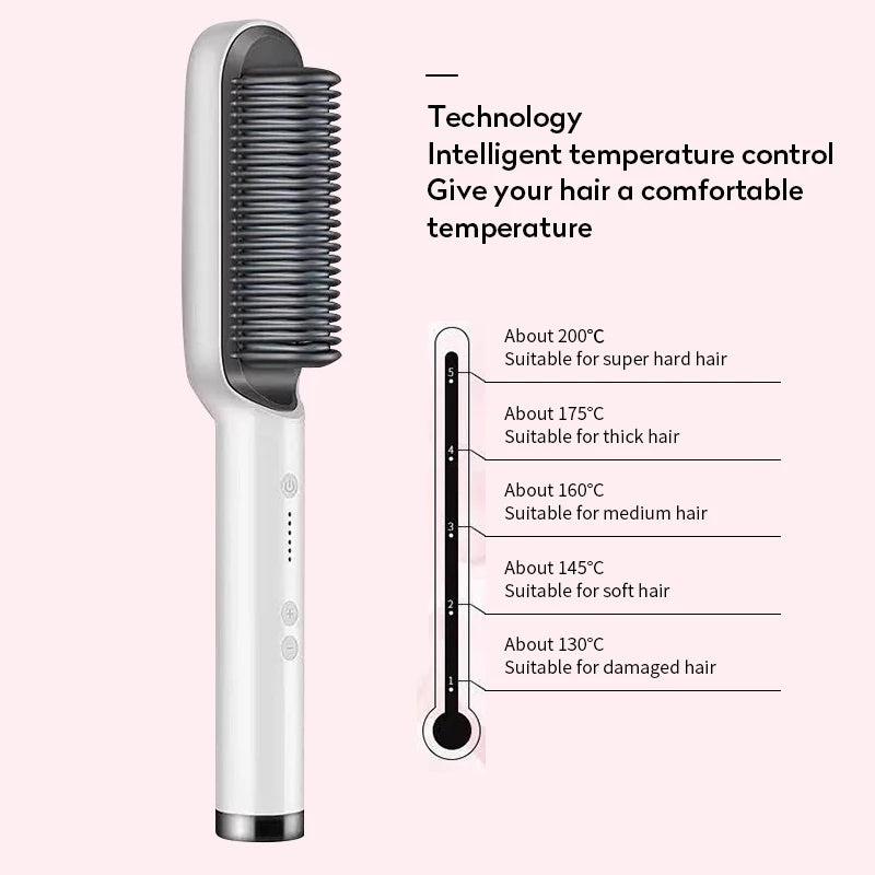 LuxuryGlow 2-in-1 Hair Straightener & Hot Comb – Negative Ion Curling Brush