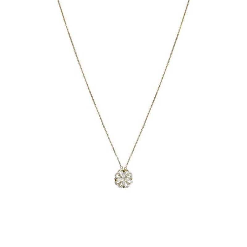 Retro Magnetic Folding Heart Shaped Four Leaf Clover Pendant Necklace Women Love Clavicle Chain Gifts Openable Choker Jewelry - LUXURY GLOW