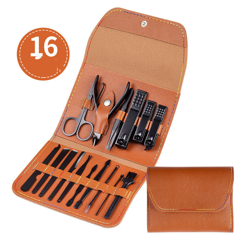 LuxuryGlow Professional Stainless Steel Manicure & Pedicure Set with Leather Case