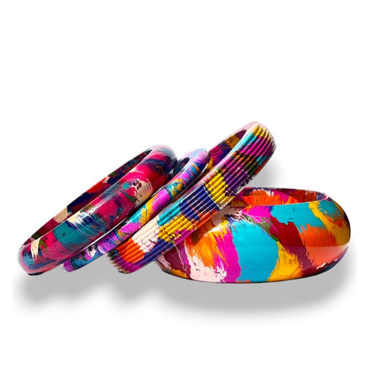 LuxuryGlow Lac Bangles Exclusive Colorful Lac Bangles Combo – 4 Handcrafted Designs of Artistic Elegance
