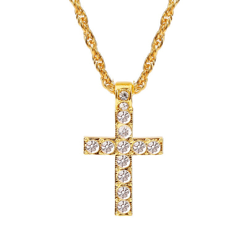 Collar con colgante de cruz LuxuryGlow - Cadena de cuerda estilo punk hip hop para mujer y hombre | Joyería de aleación de plata