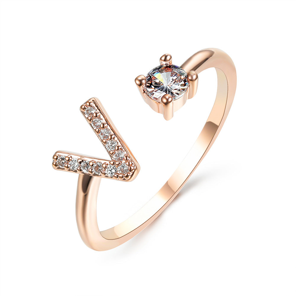 New Design Adjustable 26 Initial Letter Ring Fashion Jewelry For Women Simple Elegant Jewelry - LUXURY GLOW