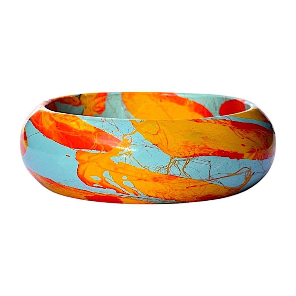 LuxuryGlow Lac Bangles Shahi Aanch Lac Bangles – Handcrafted Fiery Yellow & Orange on Sky-Blue | Aaroz