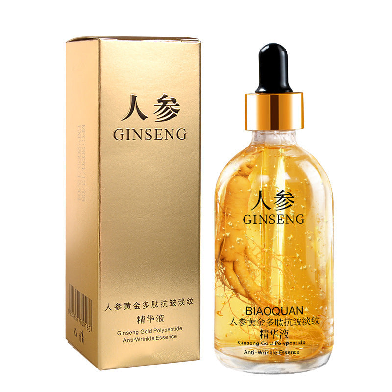 Esencia facial reafirmante y reafirmante con ginseng: suero con infusión de ginseng, oro y cordyceps
