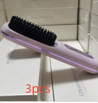 Cepillo alisador de pelo inalámbrico 2 en 1 LuxuryGlow: peine portátil con calefacción USB