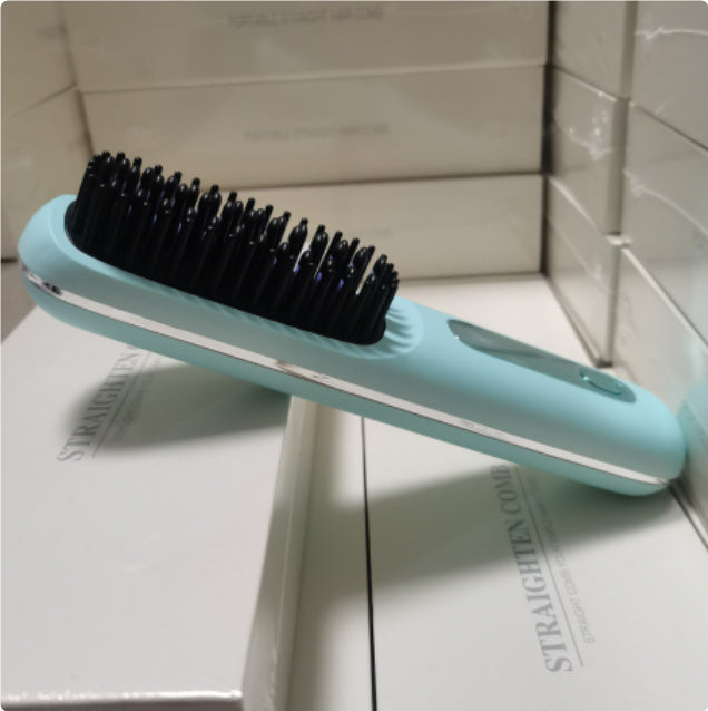 Cepillo alisador de pelo inalámbrico 2 en 1 LuxuryGlow: peine portátil con calefacción USB