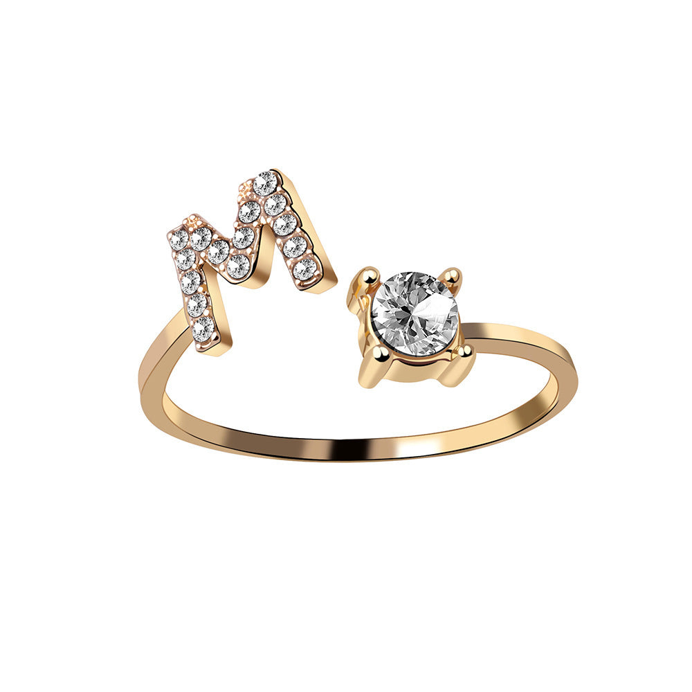 New Design Adjustable 26 Initial Letter Ring Fashion Jewelry For Women Simple Elegant Jewelry - LUXURY GLOW