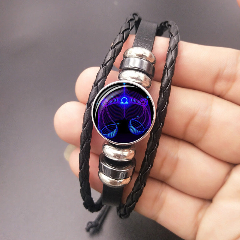 Pulsera luminosa LuxuryGlow de las 12 constelaciones: joyería unisex del zodiaco que brilla en la oscuridad