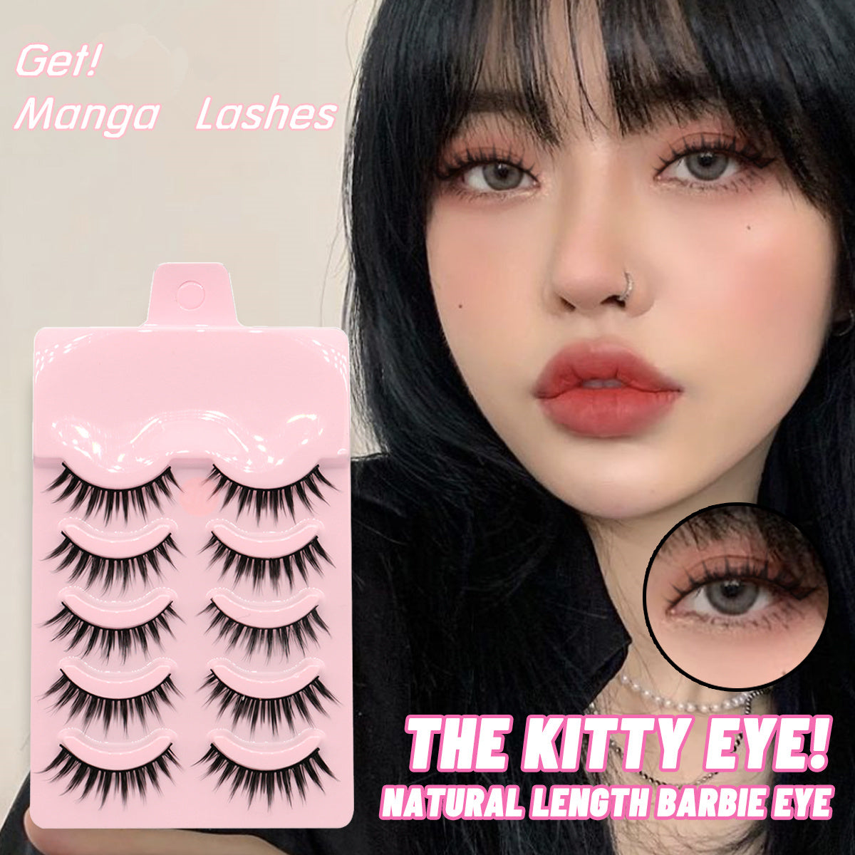 Pestañas Manga LuxuryGlow: 5 pares de pestañas postizas naturales y tenues para cosplay de anime