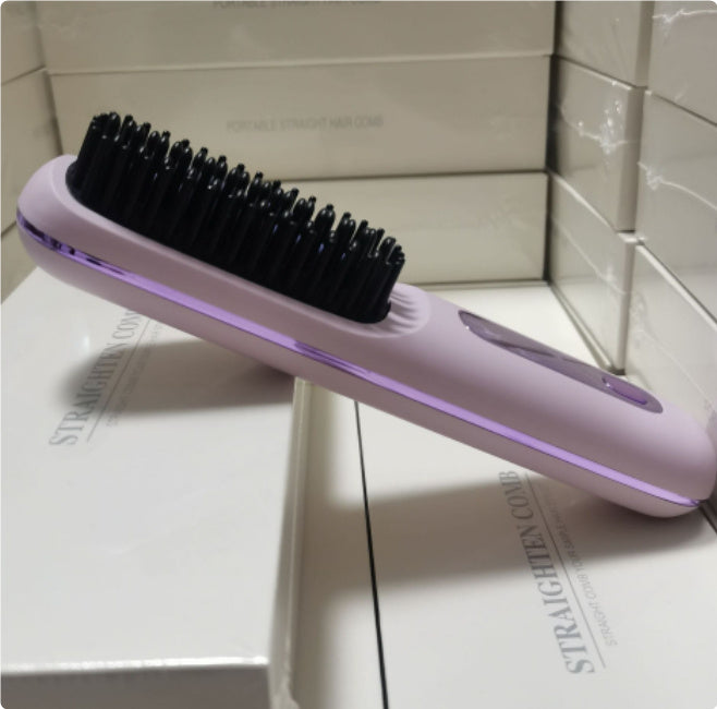 Cepillo alisador de pelo inalámbrico 2 en 1 LuxuryGlow: peine portátil con calefacción USB