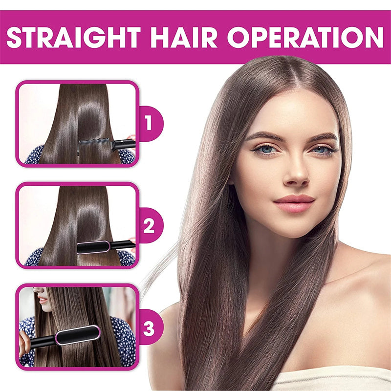 LuxuryGlow 2-in-1 Hair Straightener & Hot Comb – Negative Ion Curling Brush