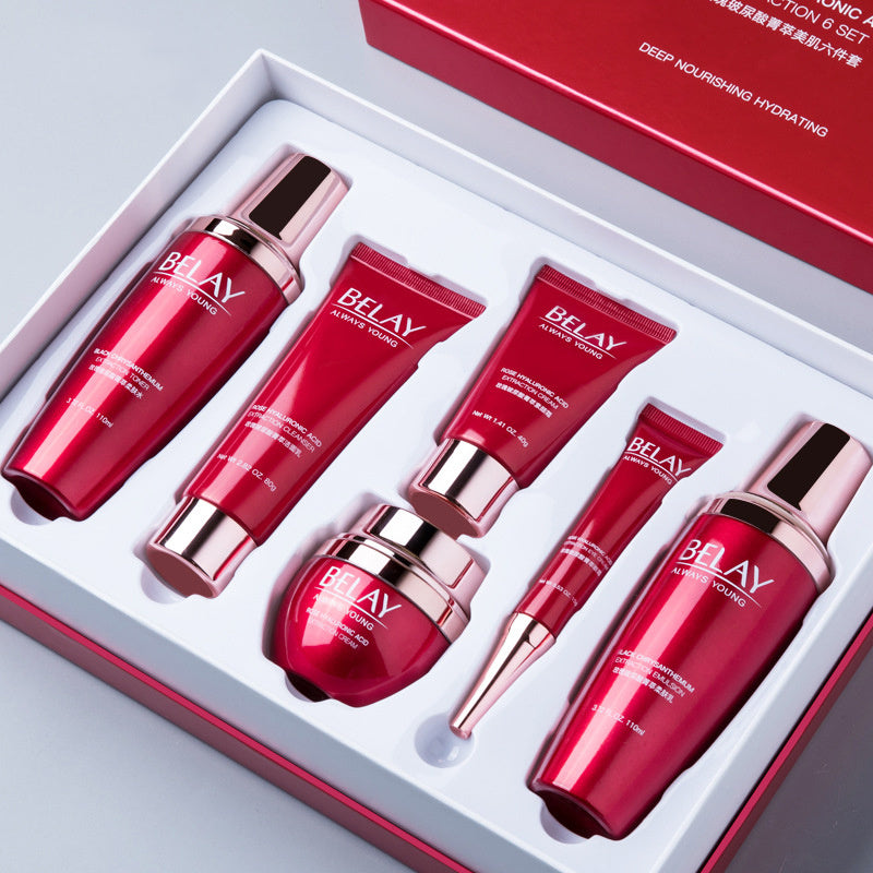 BELAY 6-Piece Hydrating Facial Skincare Set with Hyaluronic Acid – Pomegranate & Avocado