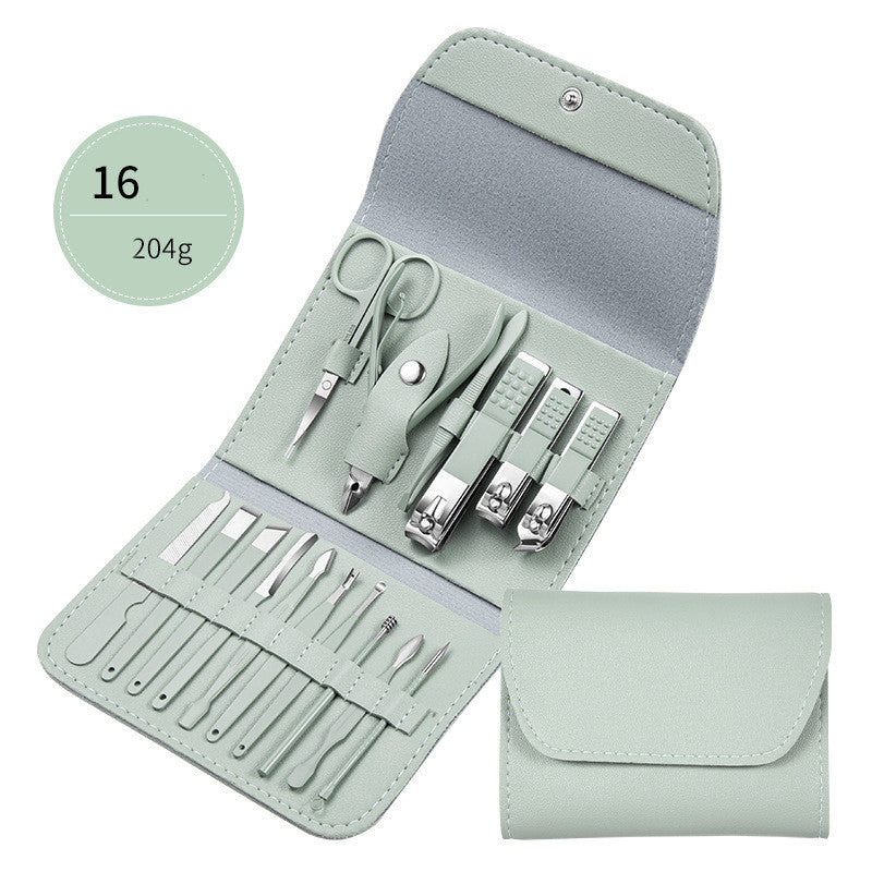 LuxuryGlow Professional Stainless Steel Manicure & Pedicure Set with Leather Case