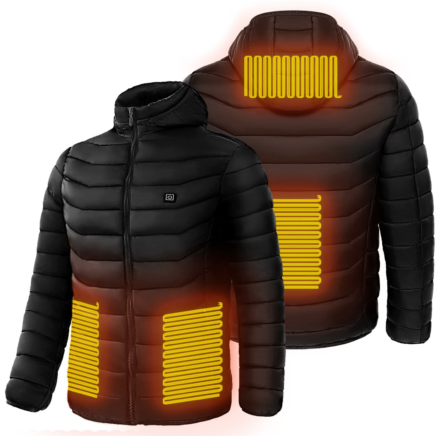 Men Heated Puffer Jacket Electric Heating Coat Insulated Hood Windbreaker 9Heat Zones - LUXURY GLOW