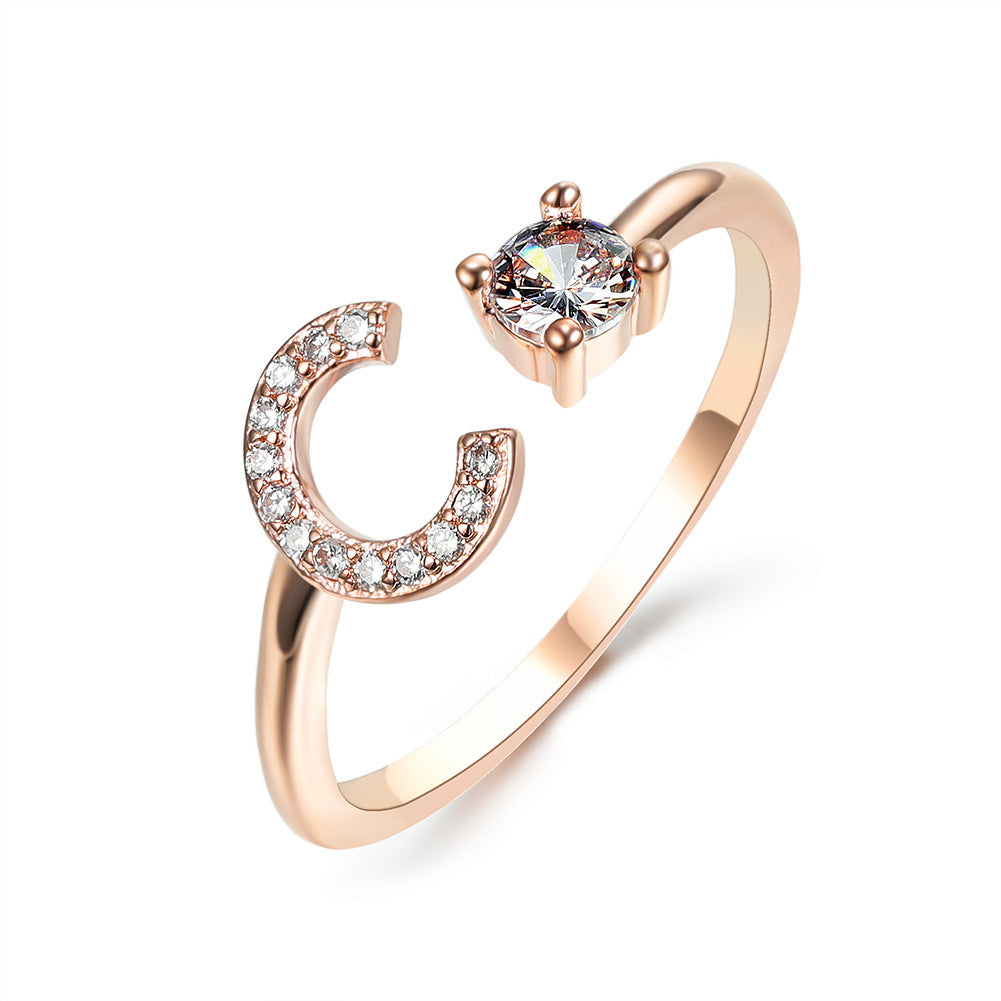 New Design Adjustable 26 Initial Letter Ring Fashion Jewelry For Women Simple Elegant Jewelry - LUXURY GLOW
