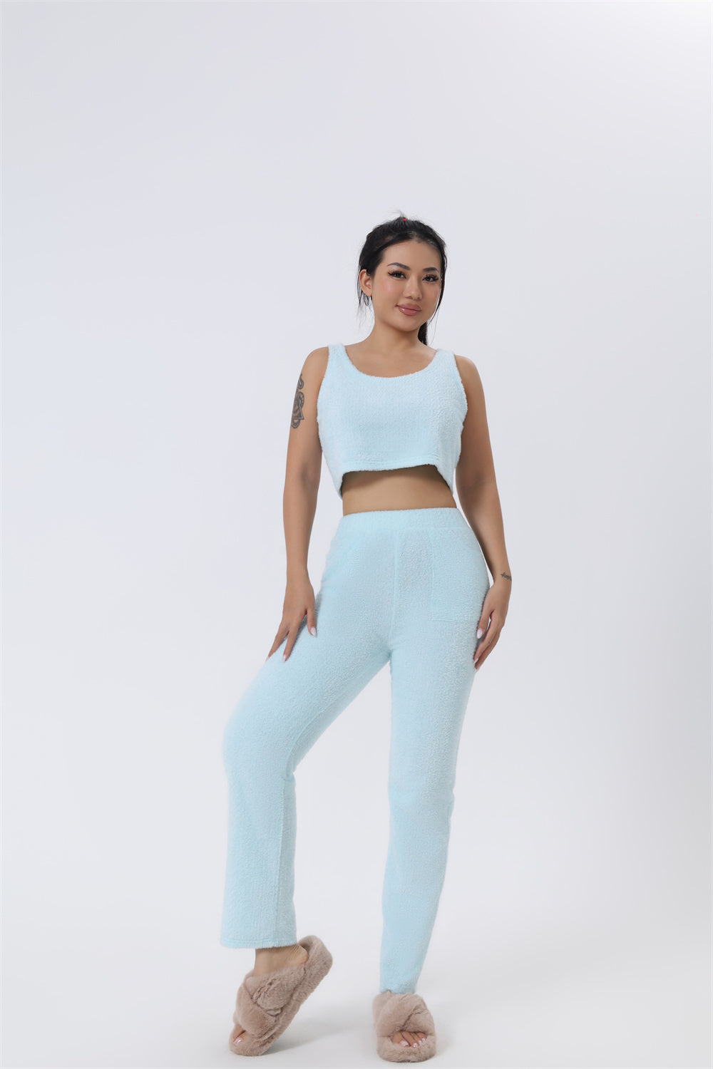 Cozy Pajama Set, 3 Piece Lounge Set, Cute Loungewear, Warm Suit Sets, Matching Set, Lounge Set, 3 Piece Pant Sets, Women Winter Dress - LUXURY GLOW