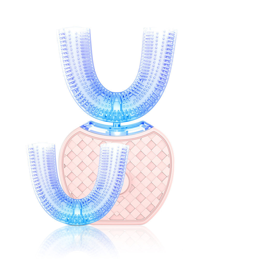 Cepillo de dientes eléctrico automático LuxuryGlow 360°: en forma de U, luz azul, resistente al agua y recargable por USB.