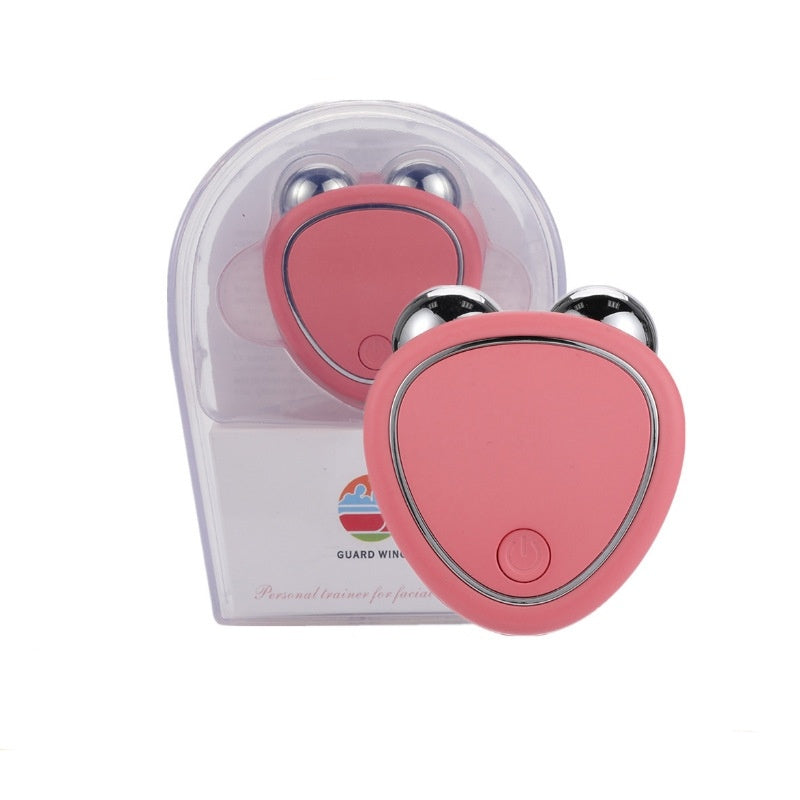 LuxuryGlow Portable Microcurrent Face Lifting Massager – Double Roller Anti-Puffiness Tool