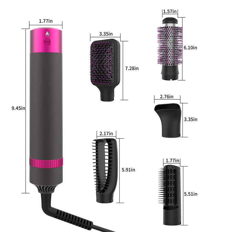 Set de cepillo secador de pelo 5 en 1 LuxuryGlow: secador, plancha, rizador y voluminizador